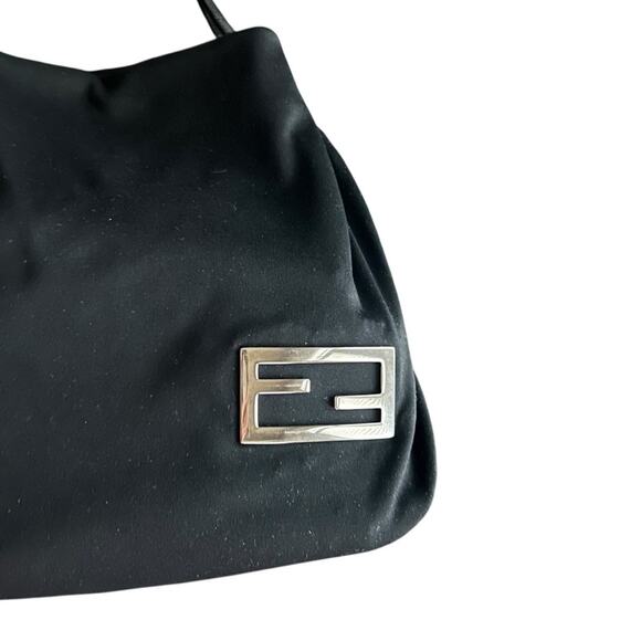 Fendi Women’s Vintage FF Neoprene Black Silver Nylon Baguette Shoulder Bag - Picture 2 of 11